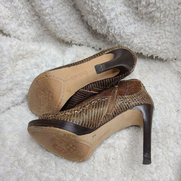 Vince Camuto Brown VC-Night‎ Peep-toe Booties sz 6 - Picture 4 of 9